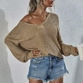 thumbnail image 4 of JINMGG V Neck Sweaters for Women Fall Winter Clearance,Women Fashion Casual Solid V-Neck Long Sleeve Knit Sweater Tops, 4 of 8