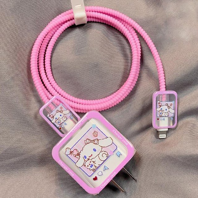 Sanrios Kawaii Kuromi-funda de silicona para Iphone 18/20W, Protector de Cable de datos de dibujos animados, Anime, Cinnamoroll, línea Usb, juguete de regalo Fivean unisex