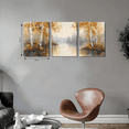 thumbnail image 3 of Ullo0ord Tranquility Landscape Canvas Wall Art - 1.5" Wrap Frame, Vintage Modern Style, Autumn Birch Tree Reflection in Water, Serene River Scene, Indoor Decor for Living Room12*16 inch*3pcs, 3 of 5