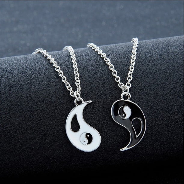 Collar con colgante de Yin y Yang de Taiji Bagua con costura de mejores amigos