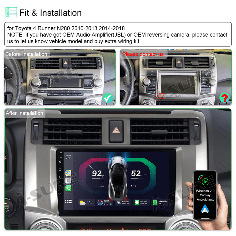 For Toyota 4Runner N280 2010-2018 2+32G Android 12 Car Stereo Radio Head  Unit Wireless Carplay Android Auto GPS Navi