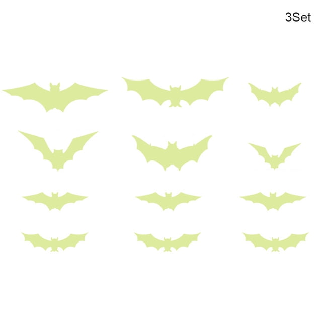 Halloween Stickers Luminous 3D Animal Party Decorations PVC Window Wall Decor Night Glow Decals, Green Light, 36Pcs