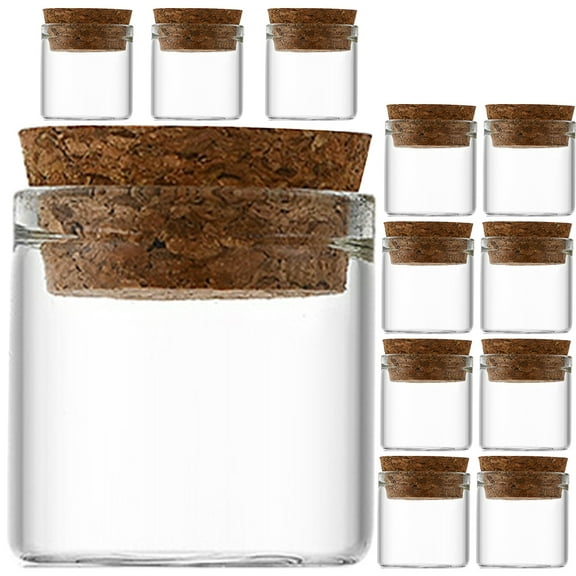 ULTNICE Small Glass Bottles with Wooden Cork for Home Use Transparent Glass Material 12Pcs