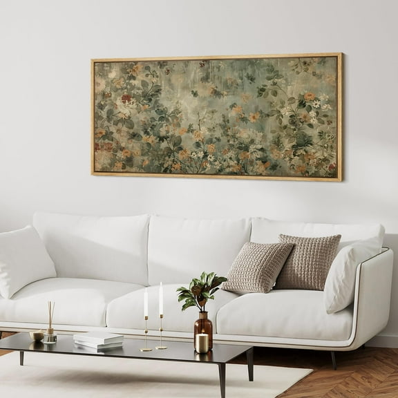 IDEA4WALL Extra Large Framed Canvas Print Wall Art Spring VIntage Floral Classic Art Traditional Oriental Landscape Wall Decor Oversized Artwork Relax/Calm for Living Room - 60"x30"