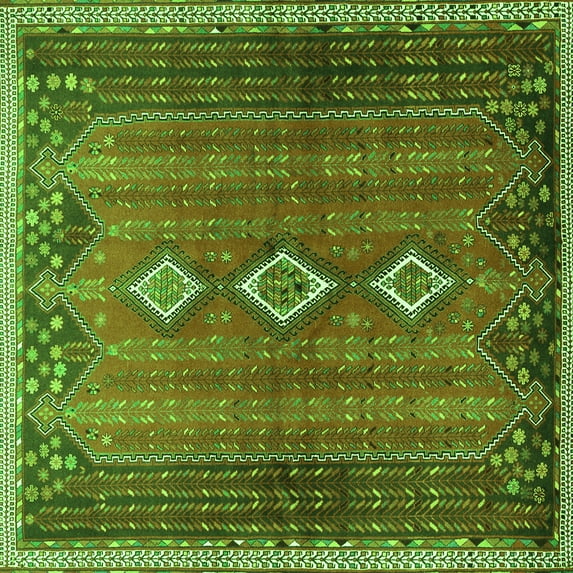 Ahgly Company Indoor Square Persian Green Traditional Area Rugs, 7' Square