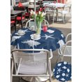 thumbnail image 5 of Outdoor Tablecloth with Umbrella Hole for Patio/Picnic/Party/Camping, Navy Blue Coastal Waterproof Table Cloth Round Cover Washable, Summer Ocean Nautical Starfish Shells (Dia 54"), 5 of 9