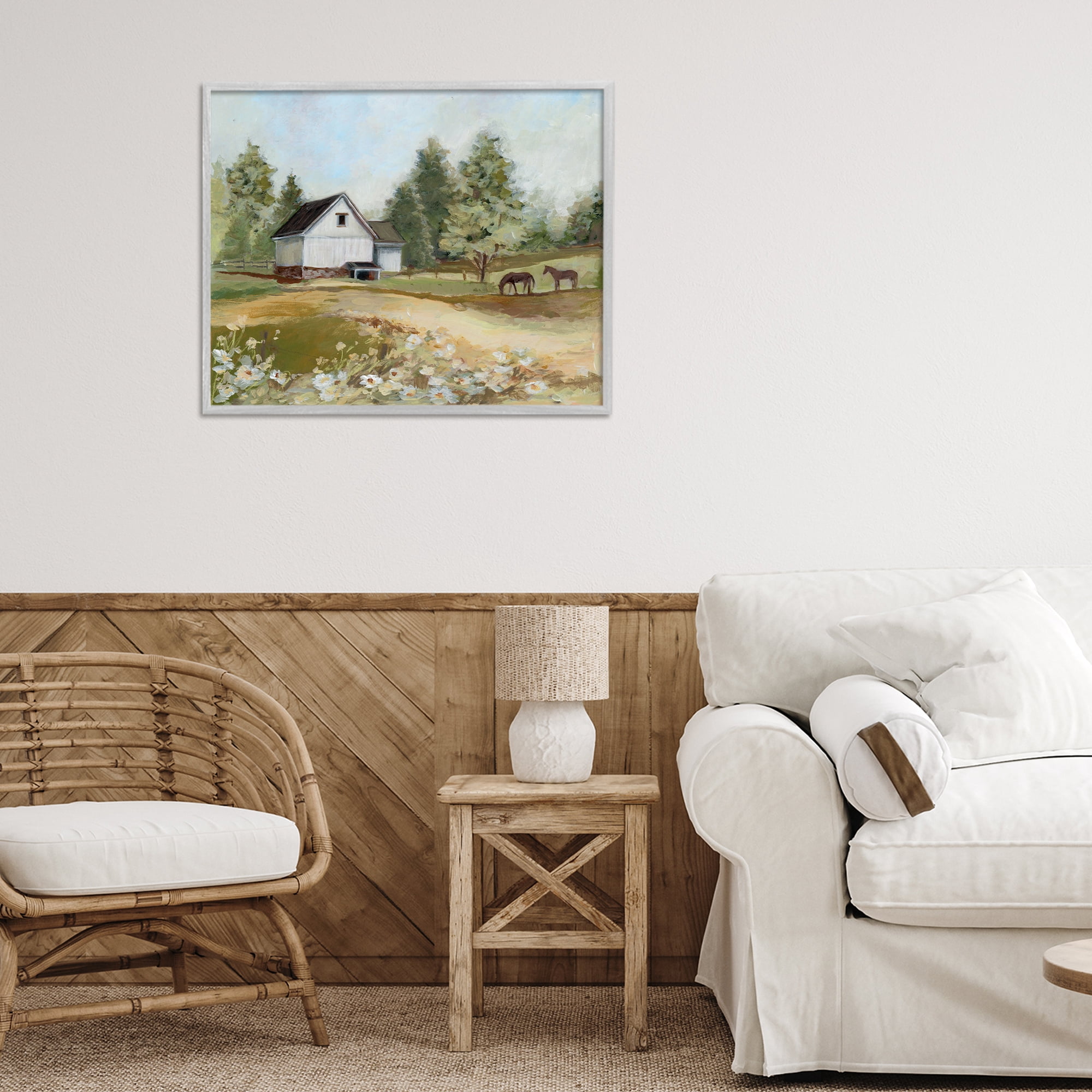 Stupell Industries Barn Field Landscape Gray Framed Giclee Art, design by Susan Winget