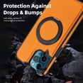 thumbnail image 6 of ELEHOLD Case for iPhone 12 Pro Max,  Magnetic Leather Case with 360°Rotatable Ring Stand [Compatible with MagSafe] Phone Case,Orange, 6 of 6