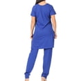 thumbnail image 2 of Sakkas Maria Women's Casual Tunic Kurta Knit Plain Embroidered Kurti Pant Set Soft - Royal Blue - XLP, 2 of 5