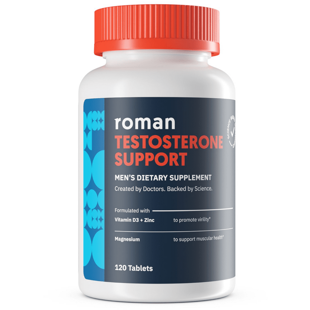 Roman Testosterone Support Supplement for Men, 120 Tablets, Ashwagandha, Maca, Vitamin D