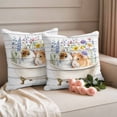 thumbnail image 2 of Spring Floral Animals Outdoor Waterproof Pillow Covers, Elegant Flowers Leaves Farmhouse Wooden Decorative Square Throw Pillowcase Sofa Cushion Sham for Patio/Couch/Chair, 26"x26" 2 Pack, 2 of 8