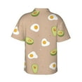 thumbnail image 3 of Balery Egg and Avocado Print Men's Hawaiian Shirts Short Sleeve Beach Shirt Relaxed Fit Vacation Button Down Shirts-Small, 3 of 9