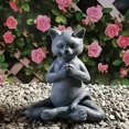 thumbnail image 3 of Auspicious-buddha Cat Statue, Zen Prayer Pose Cat Figurita, Relaxed Yoga Meditando Cat, Escultura de jardín al aire libre, 1 pieza Kuyhfg Bienvenido a Kuyhfg, 3 of 5