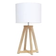 thumbnail image 1 of Simple Designs Interlocked Triangular Natural Wood Table Lamp with White Fabric Shade, 1 of 6
