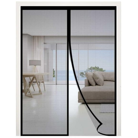 RELIANCER Fiberglass Magnetic Screen Door,72"x80" Door Mesh Screen w/Magnets,Fits Doors Up to 70.5"x78.5",Auto Closer Patio Door Net Screen,Hands Free Door Cover,Doorway Mesh Curtain,Mesh Partition