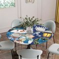 thumbnail image 5 of Navy Blue Snowman Christmas Round Tablecloth for 36-44 Inch Tables,Fitted Table Cover with Elastic Edge,Xmas Gifts Wreath Snowflake Waterproof Outdoor Table Cloth Protector for Patio Garden Dinner, 5 of 9
