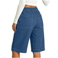 thumbnail image 5 of YTCAMLO Womens Denim Shorts Casual Vintage Elastic High Waisted Bermuda Shorts with Pockets Wide Leg Jeans Knee Length Jorts, 5 of 7
