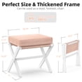 thumbnail image 5 of BAMBOOHOMIE Makeup Vanity Stool, Foldable Foot Stool for Vanity with Bamboo X Legs, Ottoman Foot Rest Chair with Small Padded, Modern Vanity Chair for Makeup Room Bedroom Living Room (Pink), 5 of 7