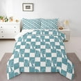 thumbnail image 1 of Erosebridal Cute Bowknot Bow Bedding Comforter Set, Blue Buffalo Grid Down Comforter, Reversible 2 Pieces, 1 of 8