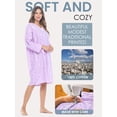 thumbnail image 2 of Casual Nights - Flannel Floral Long Sleeve Nightgowns for Women, Soft Lightweight Cotton & Lace Trim, Comfortable Lounging, Flower Purple Small, 2 of 4