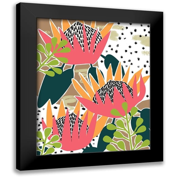 Wang, Melissa 12x14 Black Modern Framed Museum Art Print Titled - King Protea II