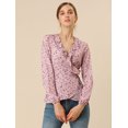 thumbnail image 2 of Allegra K Blusa Top Peplum Estampado Floral Lazo Auto Cuello En V Con Volantes Cruzados Para Mujer Rosa L, 2 of 6
