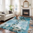 thumbnail image 3 of Blue Teal Spring Floral Large Area Rugs for Bedroom Living Room, Soft Non Slip Carpet Bedside Rug, Modern Botanical Oil Painting Art Rectangular Floor Cover Kitchen Accent Rug 5'x8' for Office, 3 of 9