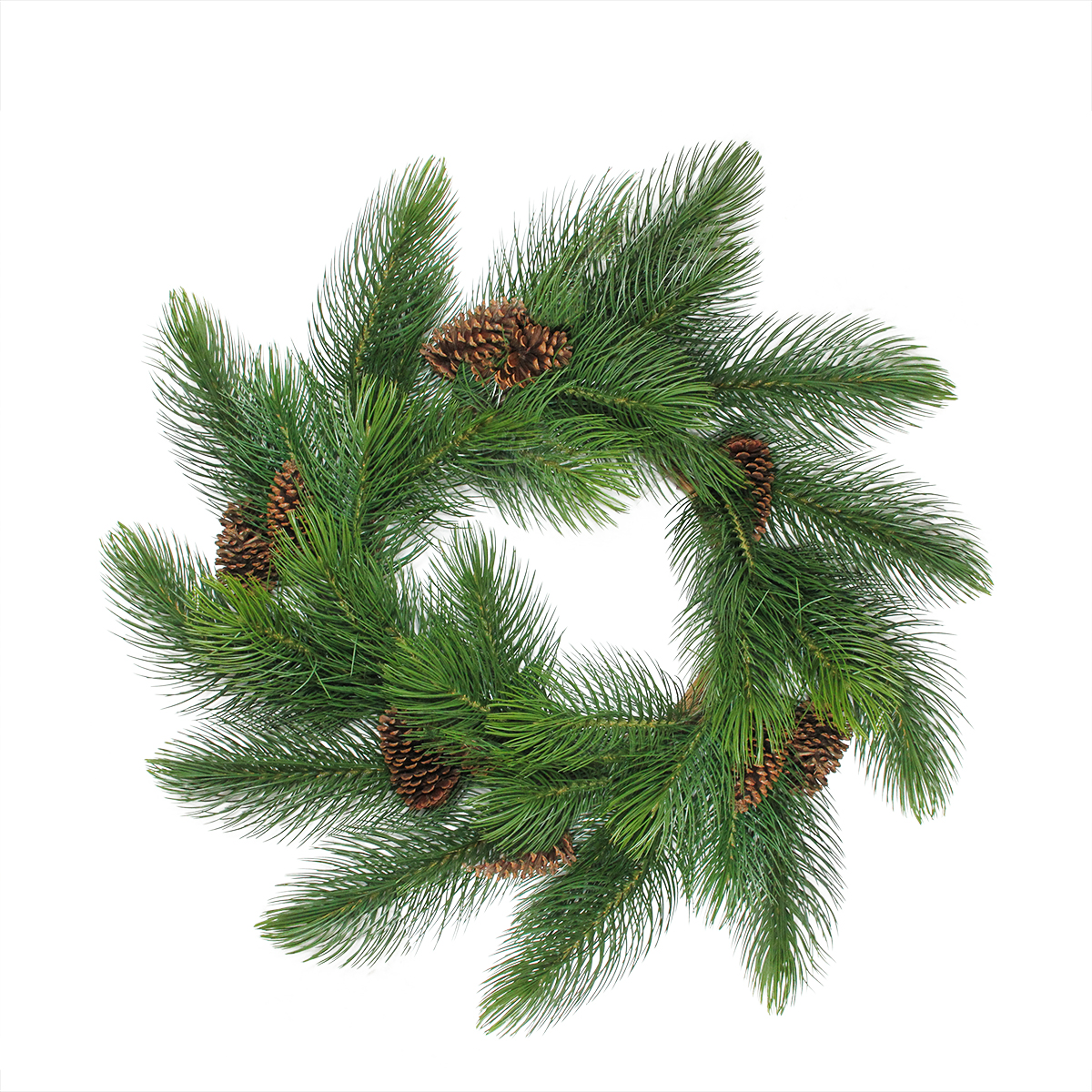 Long Needle Pine Artificial Christmas Wreath with Pine Cones 44Inch