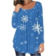 thumbnail image 2 of Camiseta informal para mujer, blusa estampada de manga larga con cuello redondo y fruncido Pompotops  FGAJ9571, 2 of 6
