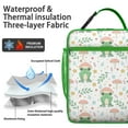 thumbnail image 4 of Green Frog Lunch Box, Adorable Cartoon Frog with Flower and Plant Print, Nature and Forest Design, Insulated Bento Cooler for School, Office, Travel, 4 of 6