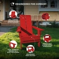 thumbnail image 4 of Krikacy Modern Folding Adirondack Chair, All-Weather HIPS Plastic Outdoor Lounge w/Cup Holder, Red, 4 of 6