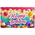 thumbnail image 2 of Happy Birthday Decoration Colorful Donuts Backdrop Banner Party Supplies Photography Props Kids Celebration Festival Event Decor Fun Balloon Cake Cupcake, 2 of 7