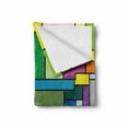 thumbnail image 2 of Art Soft Flannel Fleece Throw Blanket, Vivid Geometric Shapes Construct in Mondrianesque Manner Cubic Artwork Squares Lines, Cozy Plush for Indoor and Outdoor Use, 50" x 70", Multicolor, by Ambesonne, 2 of 6