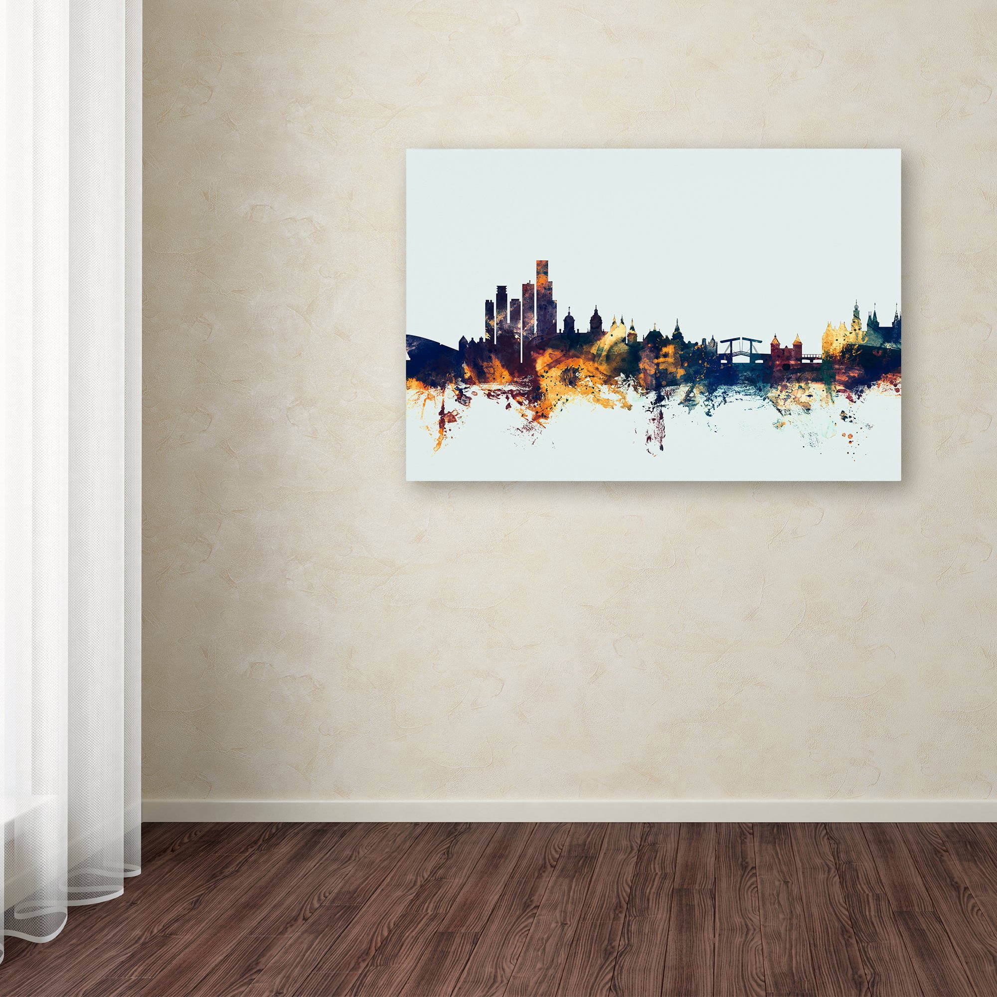 Trademark Fine Art "Amsterdam Skyline Blue" Canvas Art by Michael Tompsett
