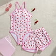 thumbnail image 2 of Gubotare Cute Swimsuits for Teens Children Girl's One-Piece Swimwear Surfing Swimsuit Square Neck Print Beachwear Size 12-13 (Light Pink,12-13 Years), 2 of 5