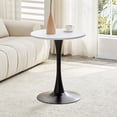 thumbnail image 3 of Miekor Furniture Round Dining Table, 23.6" Circle Tulip Table with Thickened Tabletop & Metal Pedestal, Mid Century Modern Bistro Table for Kitchen, Small Places, Living Room, Cafe (White) No.6157, 3 of 8