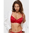 thumbnail image 4 of Wingslove Women’s Sexy Lace Bra Underwire Non Padded Full Coverage Unlined Plus Size Bralette,Lava Red 40C, 4 of 5