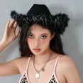 thumbnail image 2 of Kids Girls Boys Cowboy Hats Wide Brim Western Cowgirl Hat with Adjustable Strap Felt Fedora Hat Costume Accessories, 2 of 8