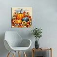thumbnail image 4 of JRXY Fall Canvas Wall Art Vintage Autumn Orange Blue Pumpkin Picture Retro Farmhouse Prints Poster Rustic Harvest Thanksgiving Decor Sunflower Mushroom Painting 12x12 in, 4 of 4