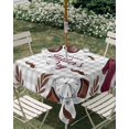thumbnail image 2 of Square Outdoor Tablecloth with Umbrella Hole Brown Plaid Father's Day Outside Table Cloth Waterproof Patio Table Cover Checkered Farmhouse Art Zipper Tablecloths for Picnic Party Camping 54x54 Inch, 2 of 8