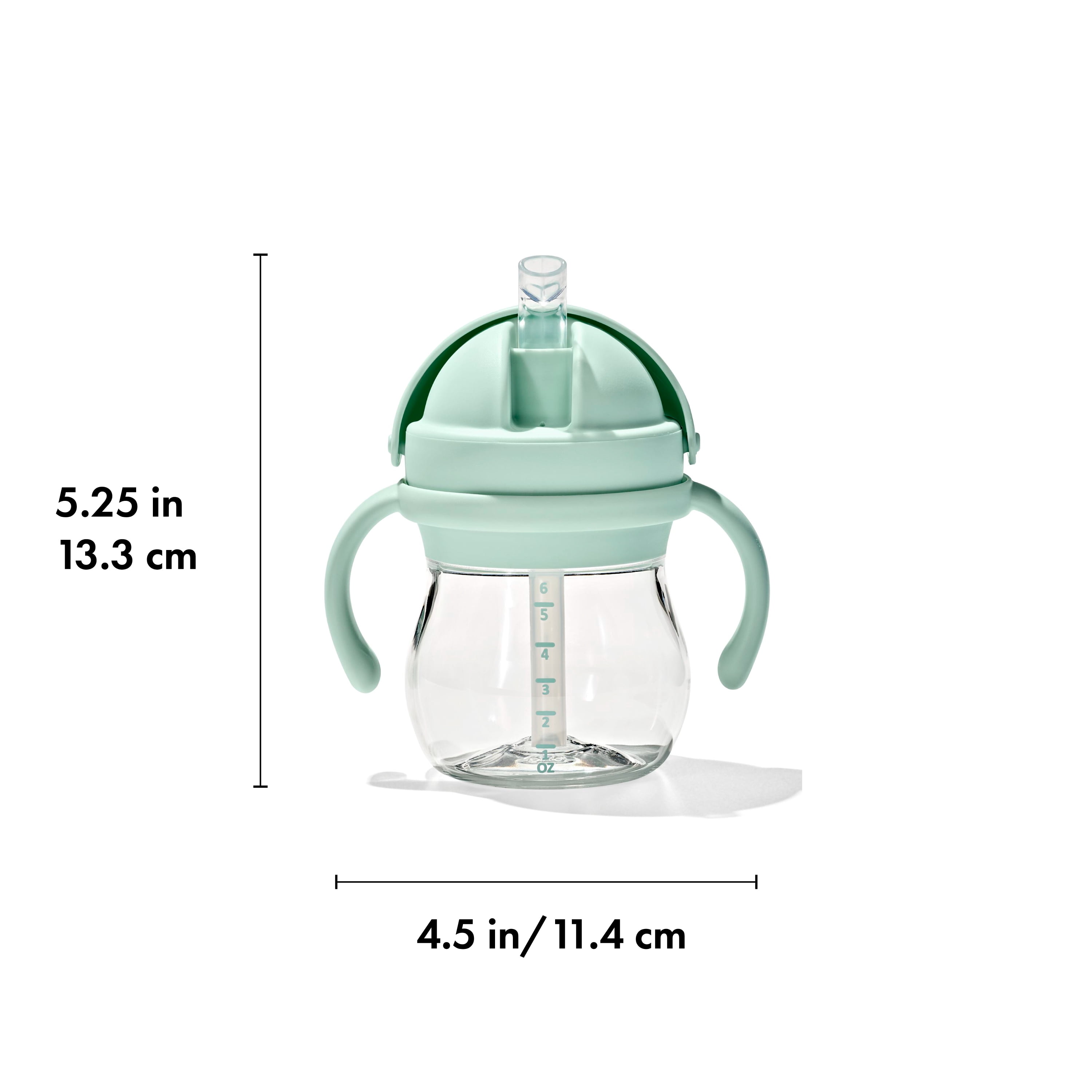 OXO Tot Transitions 6 oz Straw Cup with Removable Handles, 2-Pack, Opal and Blossom, For Toddlers Ages 6 Months and Up