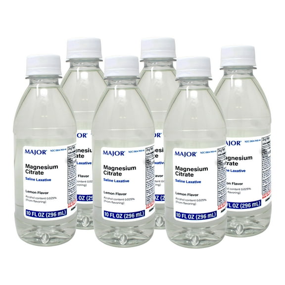 6 Pack - MAJOR Magnesium Citrate Saline Laxative - Helps Relieve Occasional Constipation (Irregularity), Lemon Flavor, 10 Fl Oz