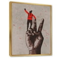 thumbnail image 2 of Designart Victory Sign With Man With Arm Raised FLOAT FRAME WALL ART, 2 of 4