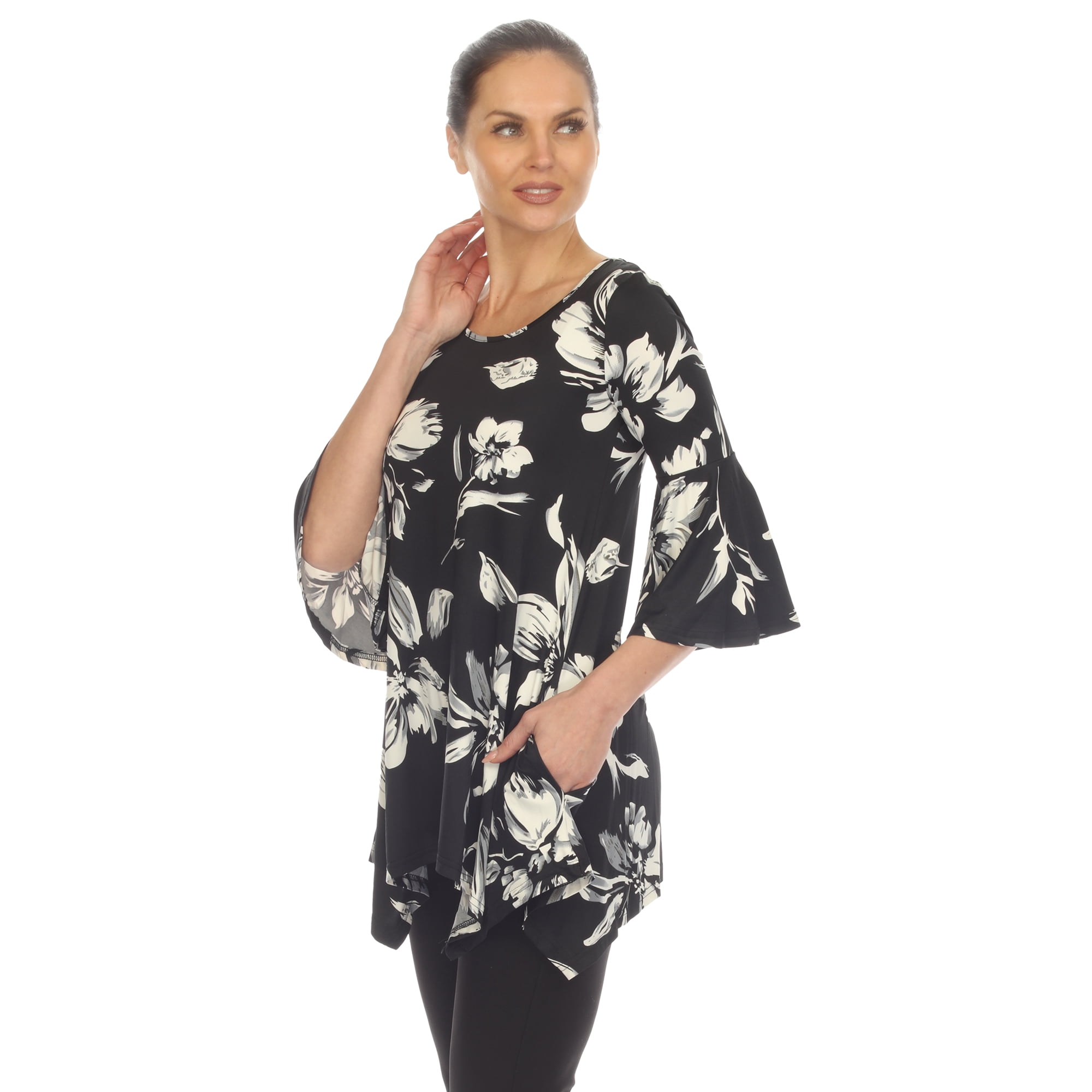 White Mark Women's Floral Blanche Tunic Top