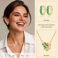 thumbnail image 4 of Linawe Emerald Green Interlocking Double Circle Necklace for Women, 14K Gold Plated Stainless Steel Chain, Rhinestone Diamond Crystal Moissanite Birthstone Pendant Dainty Necklaces, 4 of 7