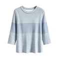 thumbnail image 4 of Cilsoka 3/4 Sleeve Shirts for Women Fall Striped Crew Neck Business Casual Tops Loose Three Quarter Length Work Blouses, 4 of 5