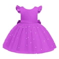 thumbnail image 5 of Girls Layered Tulle Dress Elegant Sleeveless Purple V-Back with Big Bow Special Occasion Dress Graduation Gift 7-9 Years, 5 of 8