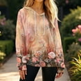 thumbnail image 5 of Women's Fashion Casual Floral Print Pullover Long-Sleeve Hooded Sweatshirt, Beautiful Fall Winter Top with Soft Material and Elegant Design for Seasonal Wear,Orange,L, 5 of 6