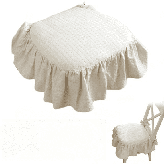 Elegant Flounced Seat Cushions for Dining Chairs – Gentle Cotton Non-Skid Pads with Fastening Straps, Decorative Chair Cushion for Kitchen, Office & Home(1pcs,C)