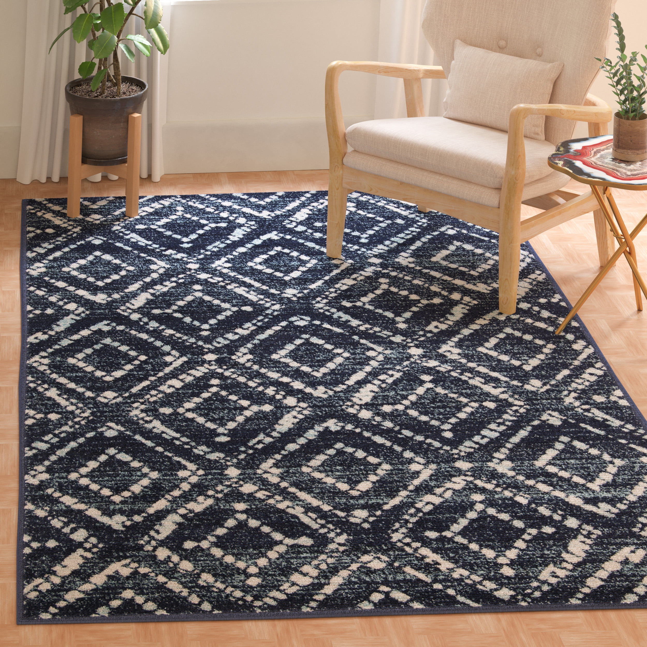 Safavieh Adirondack Lecia Geometric Area Rug, Navy/Ivory, 10' x 10' Square